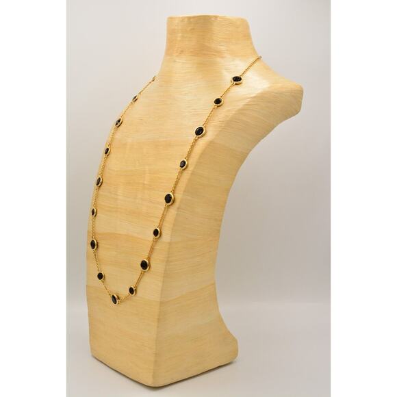 Kate Spade Crystal Confetti Necklace Chain Black Open Bezel Crystal Gold Tone 9J - Picture 3 of 12